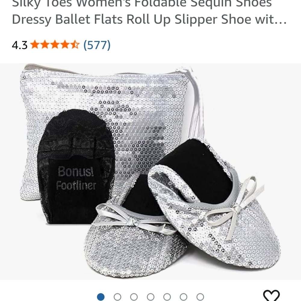 Women's Silver Sequin Foldable Flats